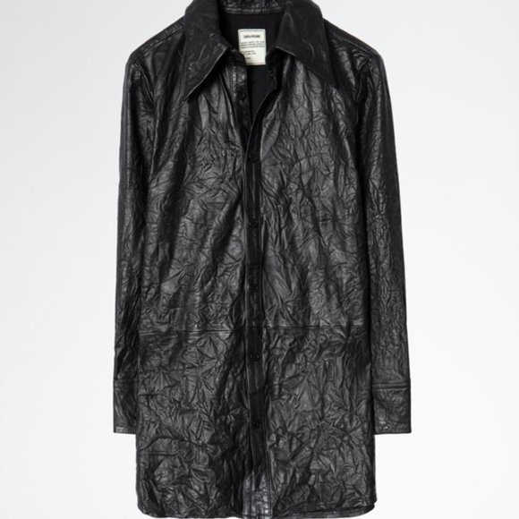 NWT Zadig & Voltaire leather Tris Cuir Froisse Shirt SIZE 38, M - Picture 10 of 10